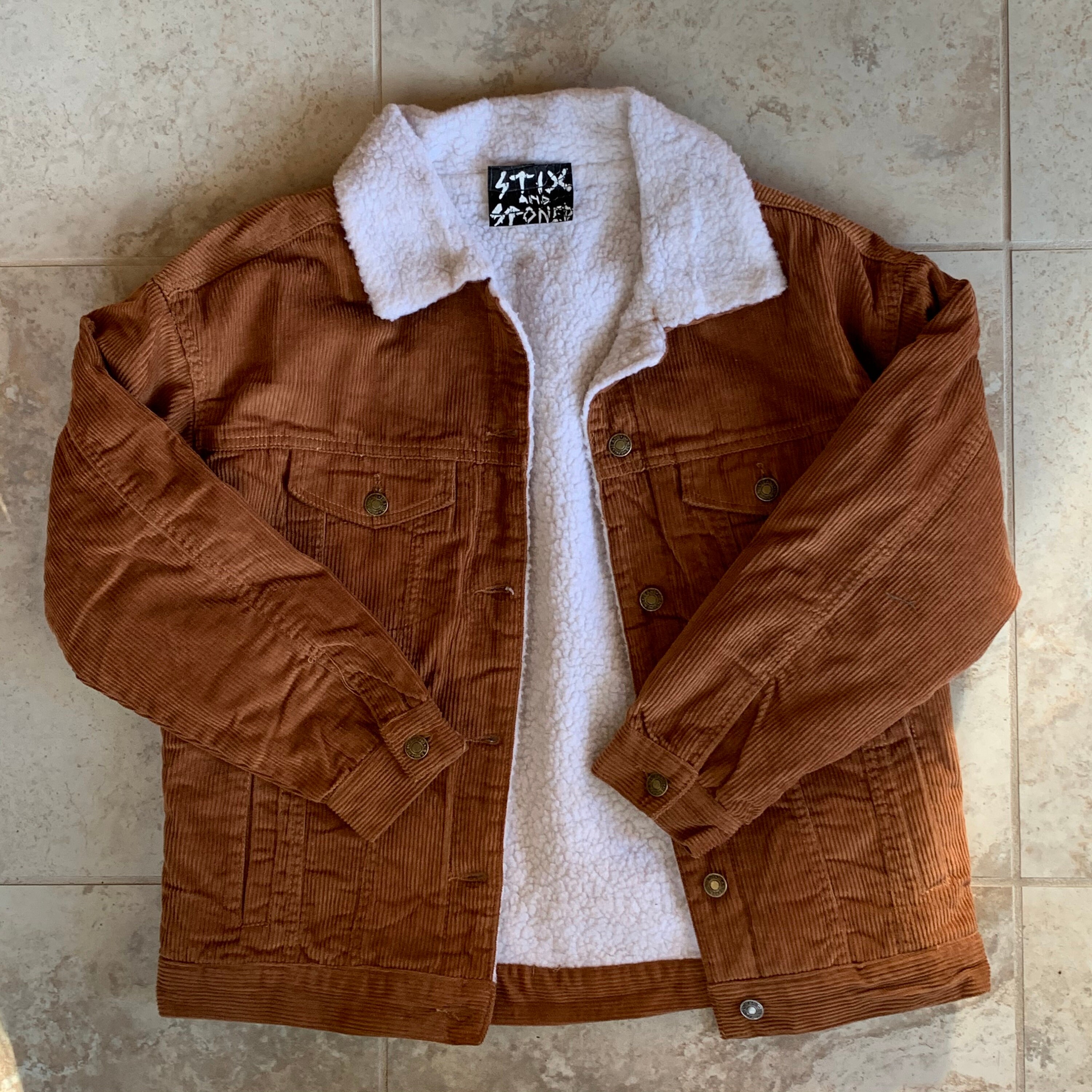 Light Brown Corduroy Jacket With Faux 