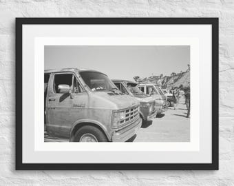 Van Lineup | Coastal California Street Vans – 35mm Film Photo Print Framed Poster