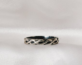 Sterling Silver Rope Ring | Boho Stacking Ring | Western Style Band | Handmade to Order | Custom Size Dainty Stackable Ring