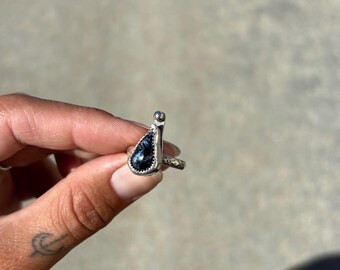 Stunning Pietersite Teardrop Ring | Handmade Stone and Sterling Silver Ring | Witchy Gothic Jewelry | Size 5 |