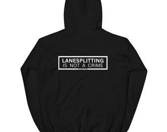Felpa con cappuccio nera oversize – "Lanesplitting NON È UN REATO" – Felpa con grafica motociclistica, comoda e ispirata allo streetwear