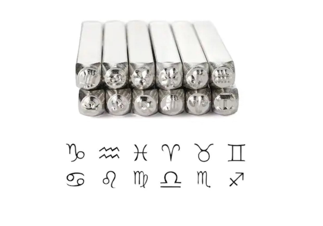 Big Three Astrology Sign Hand Stamped Horoscope Zodiac Etsy