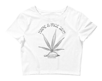 Maglietta corta a maniche corte "Have a Nice Jay"/"Hemp Leaf" – Maglietta estiva da ragazza stoner – Copricostume e base tie-dye fai da te – Vestibilità classica