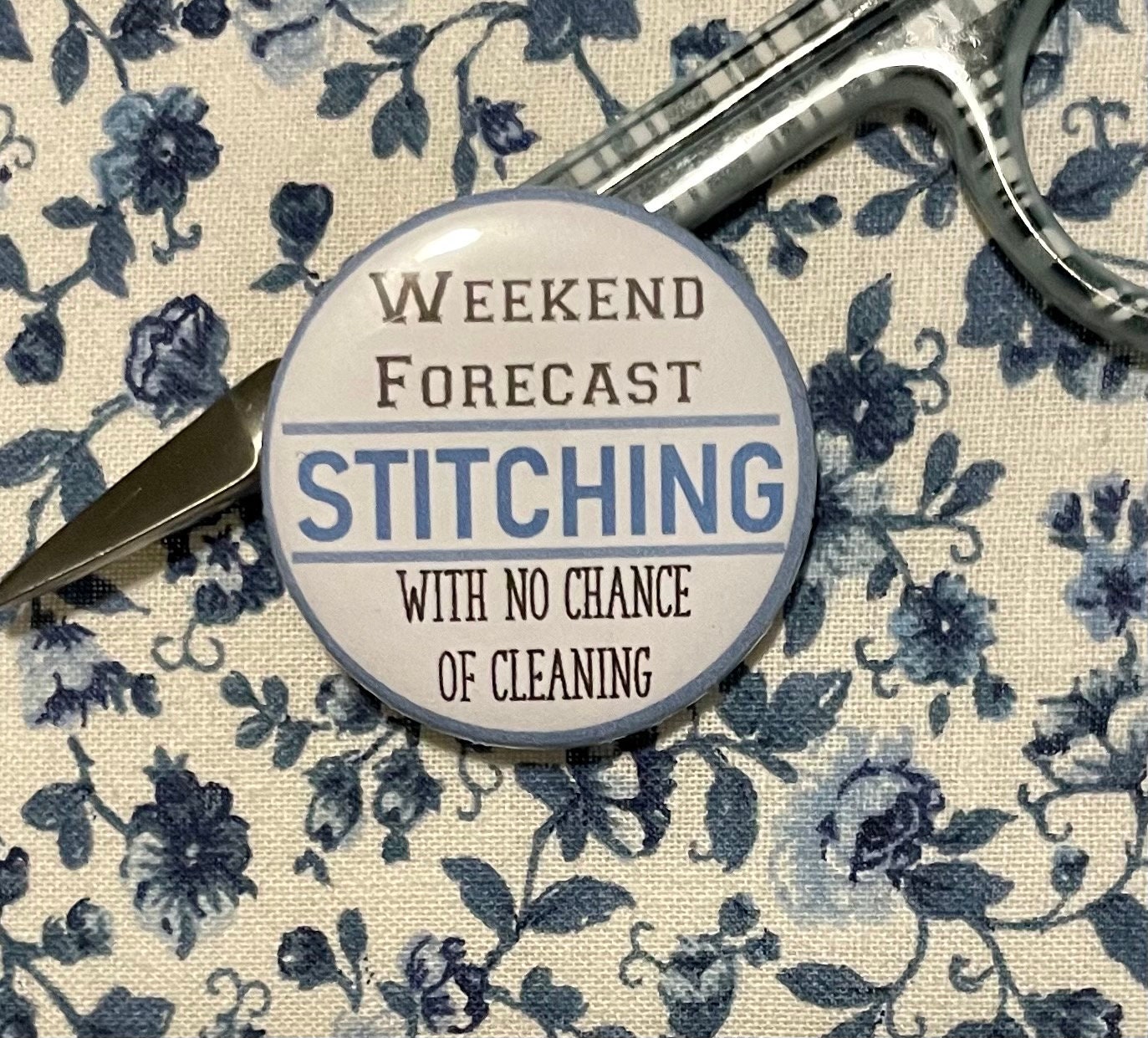 Weekend Forecast: Stitching with no chance of CLEANING- Needle Minder Magnet  --Gift or Stocking Stuffer for Stitchers