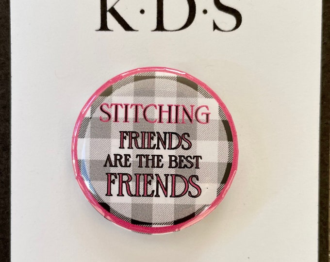 Gingham Stitching Friends are the Best Friends Needle Minder Magnet