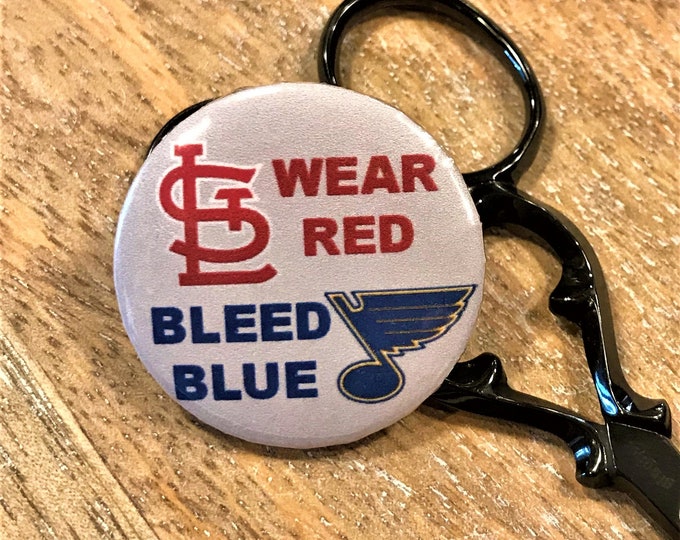 Wear Red, Bleed Blue St. Louis Sports Needle Minder Magnet --Gift or Stocking Stuffer for Stitchers