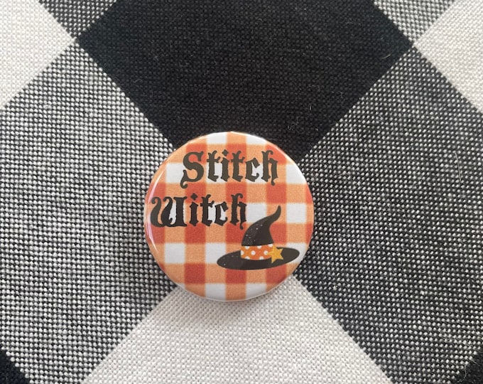 Gingham Stitch Witch Halloween Needle Minder Magnet - Great gift