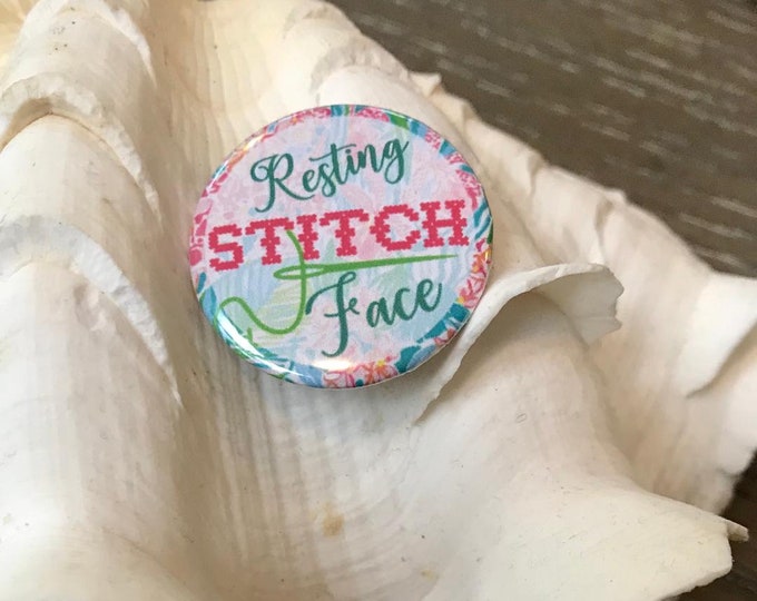 Resting STITCH Face Palm Beach Style Needle Minder Magnet --Gift for Stitchers