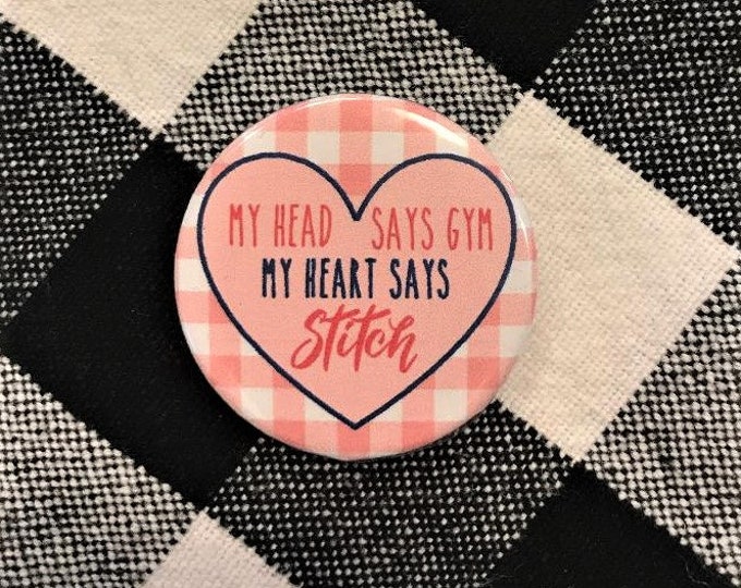 My Head Says Gym, My Heart Says Stitch! Needle Minder Magnet --Valentine's Day Gift for Stitchers