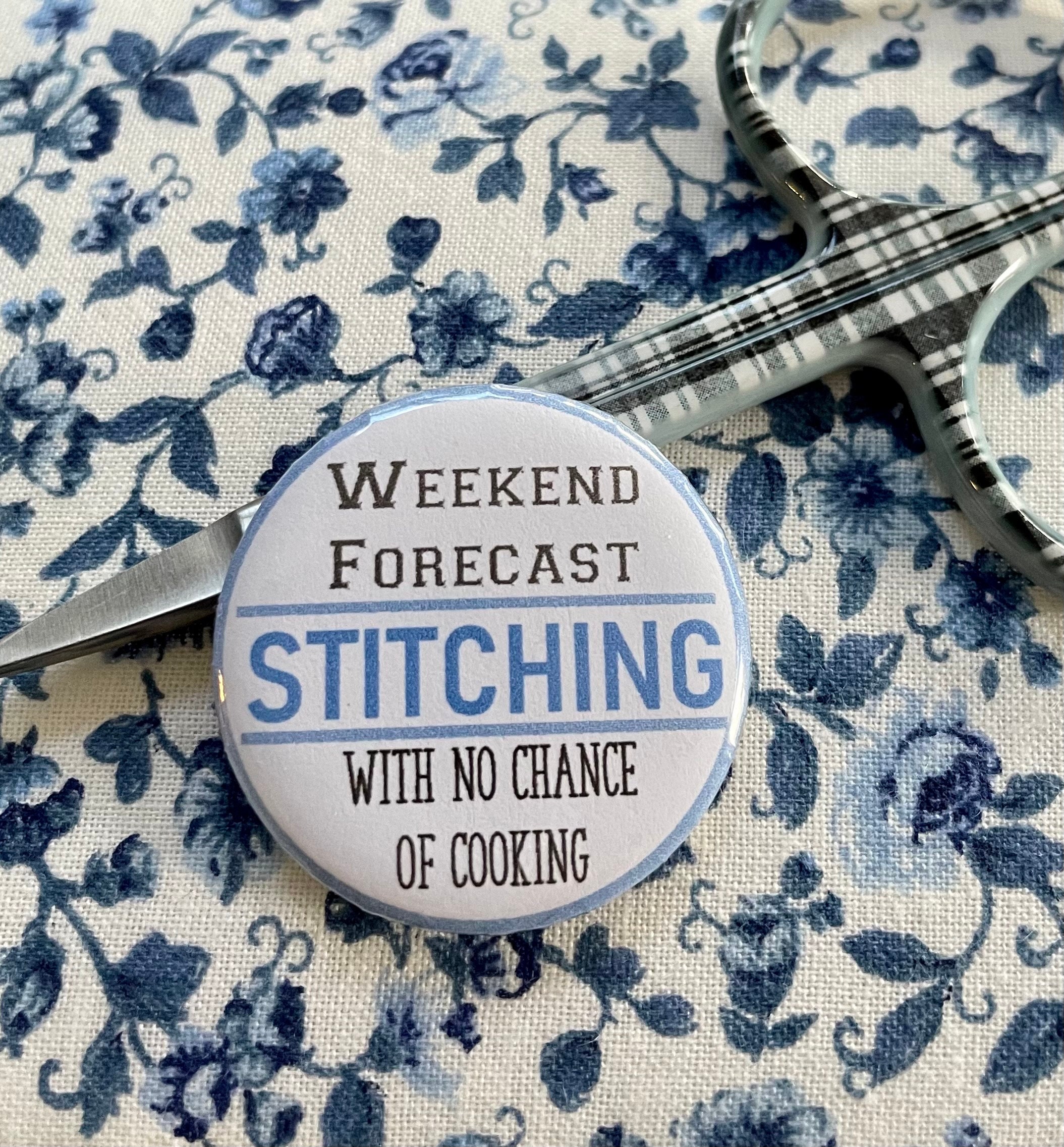 Weekend Forecast: Stitching with no chance of COOKING- Needle Minder Magnet  --Gift or Stocking Stuffer for Stitchers