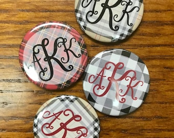 New! Plaid Monogrammed Needle Minder Magnets for You, Your stitching Group, Class, Retreat, etc.--Great Gift/Stocking Stuffer!