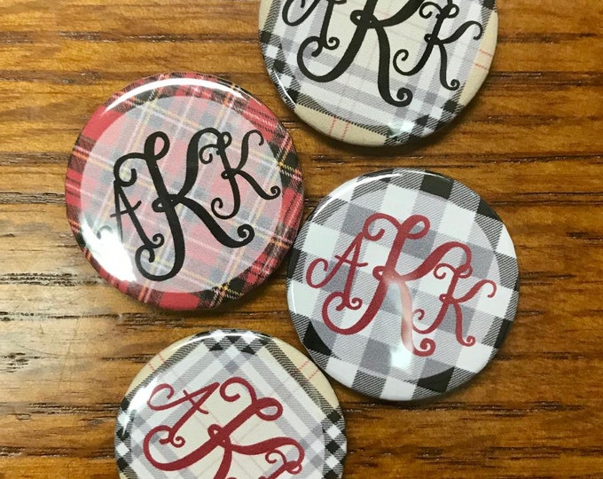 New! Plaid Monogrammed Needle Minder Magnets for You, Your stitching Group, Class, Retreat, etc.--Great Gift/Stocking Stuffer!