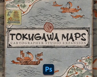 Tokugawa Maps. Kit de herramientas para crear mapas del Japón feudal (pinceles y recursos de PHOTOSHOP para mapas históricos, de fantasía y de rol)