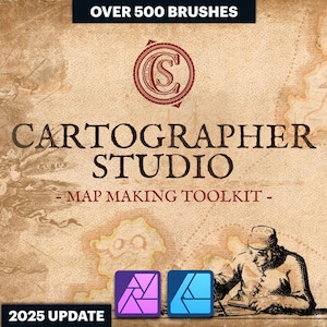 Cartograaf Studio Map Making Toolkit (AFFINITY-penselen en items voor historische, fantasy- en RPG-kaarten)