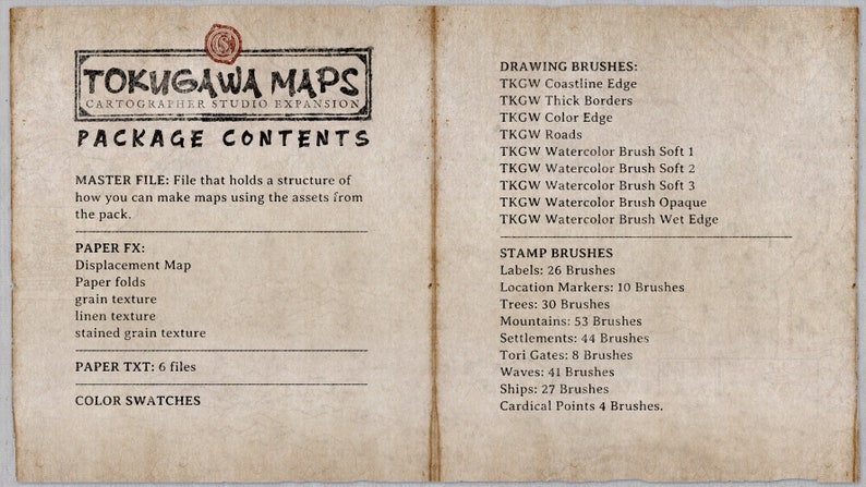 Tokugawa Maps. Feudal Japan Map Making Toolkit (PROCREATE Brushes