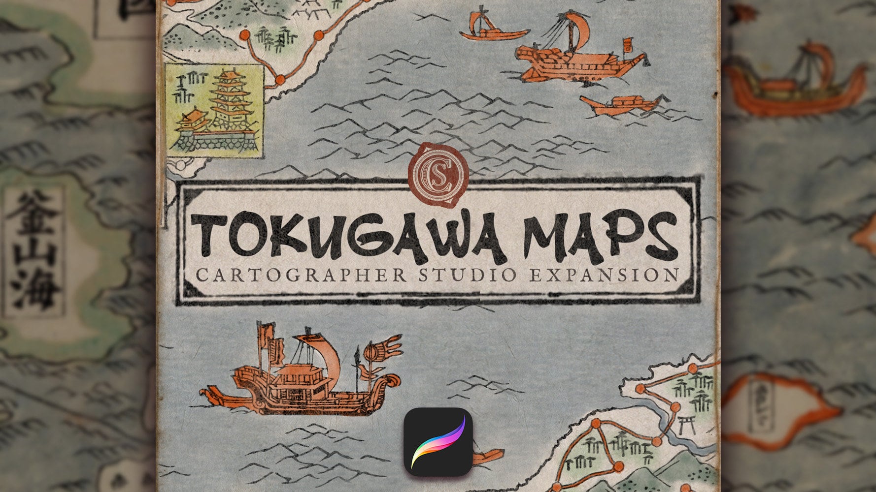 Tokugawa Maps. Feudal Japan Map Making ToolKit (PROCREATE Brushes Assets for Historical, Fantasy and RPG Maps)