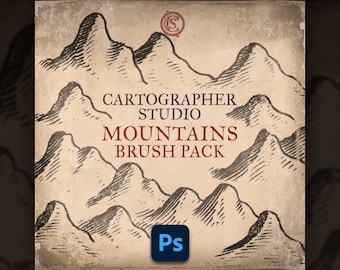 Paquete de pinceles de montaña. (Pinceles de PHOTOSHOP para mapas históricos, de fantasía y de rol)