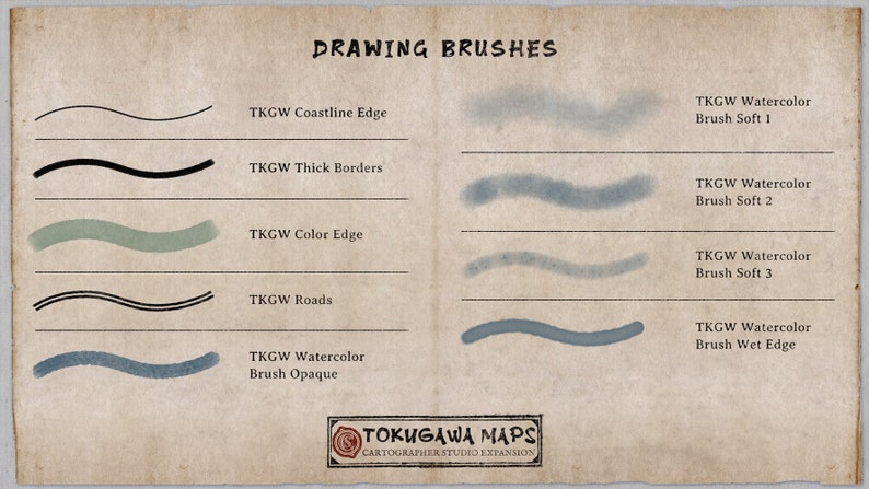 Tokugawa Maps. Feudal Japan Map Making Toolkit (PROCREATE Brushes