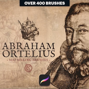 Reeks borstels voor het maken van kaarten - Abraham Ortelius (KAARTENBORSTELS PROCREATE)