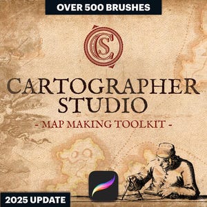 Cartographer Studio Map Making Toolkit (PROCREATE Brushes und Ressourcen für historische, Fantasy- und RPG-Karten)
