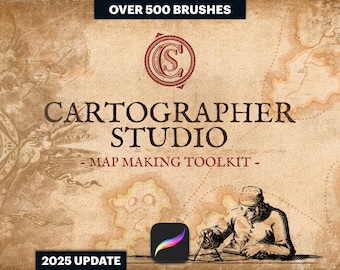 Cartographer Studio Map Making Toolkit (PROCREATE Brushes and Assets for Historical, Fantasy and RPG Maps)