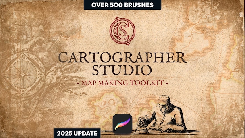 Cartographer Studio Map Making Toolkit (PROCREATE Brushes and Assets for Historical, Fantasy and RPG Maps) image 1