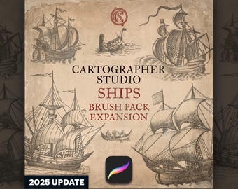 Ships Brush Pack. (PROCREATE Brushes for Historical, Fantasy and RPG Maps)