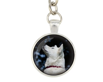 Akita Inu. Keyring, keychain for dog lovers. Photo jewellery. Men's jewellery. Handmade.
