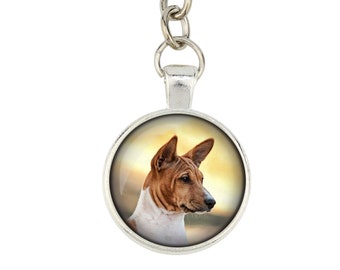 Basenji. Keyring, keychain for dog lovers. Photo jewellery. Men's jewellery. Handmade.