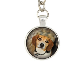 Beagle. Keyring, keychain for dog lovers. Photo jewellery. Men's jewellery. Handmade.