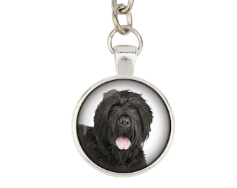 Black Russian Terrier. Keyring, keychain for dog lovers. Photo jewellery. Men's jewellery. Handmade.