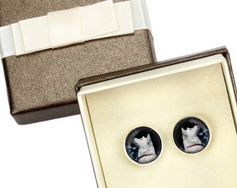 Akita Inu. Cufflinks with box for dog lovers. Photo jewellery. Men's jewellery. Handmade