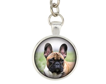 French Bulldog. Keyring, keychain for dog lovers. Photo jewellery. Men's jewellery. Handmade.