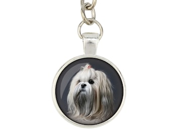 Lhasa Apso. Keyring, keychain for dog lovers. Photo jewellery. Men's jewellery. Handmade.