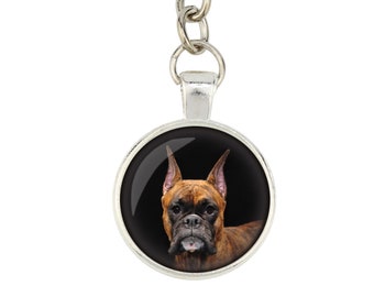 Boxer. Keyring, keychain for dog lovers. Photo jewellery. Men's jewellery. Handmade.