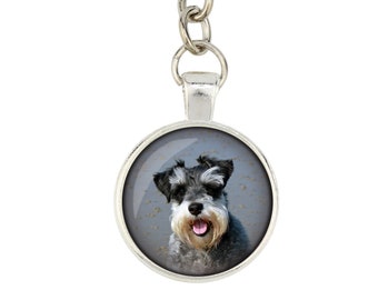 Schnauzer. Keyring, keychain for dog lovers. Photo jewellery. Men's jewellery. Handmade.