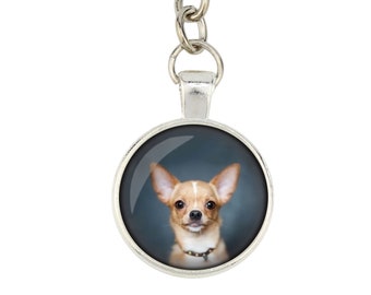 Chihuahua smooth haired. Keyring, keychain for dog lovers. Photo jewellery. Men's jewellery. Handmade.
