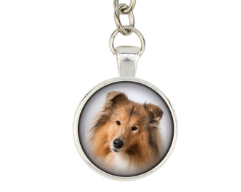 Collie. Keyring, keychain for dog lovers. Photo jewellery. Men's jewellery. Handmade.