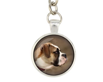 American Bulldog. Keyring, keychain for dog lovers. Photo jewellery. Men's jewellery. Handmade.