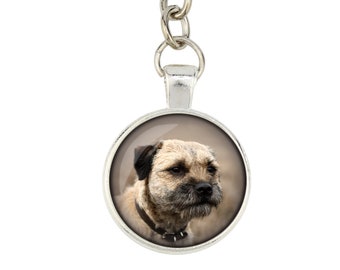 Border Terrier. Keyring, keychain for dog lovers. Photo jewellery. Men's jewellery. Handmade.