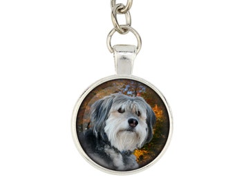 Polish Lowland Sheepdog. Keyring, keychain for dog lovers. Photo jewellery. Men's jewellery. Handmade.