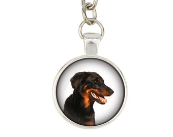 Beauceron. Keyring, keychain for dog lovers. Photo jewellery. Men's jewellery. Handmade.