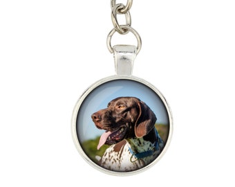 Pointer. Keyring, keychain for dog lovers. Photo jewellery. Men's jewellery. Handmade.