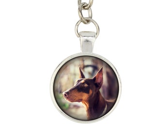 Dobermann. Keyring, keychain for dog lovers. Photo jewellery. Men's jewellery. Handmade.