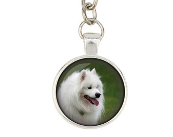 Samoyed. Keyring, keychain for dog lovers. Photo jewellery. Men's jewellery. Handmade.