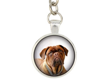 French Mastiff. Keyring, keychain for dog lovers. Photo jewellery. Men's jewellery. Handmade.