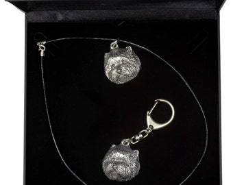 Dog Keyring and Necklace in Casket Poltalloch Terrier Limited Edition Oval West Highland White Terrier ArtDog Roseneath Terrier Deluxe Set