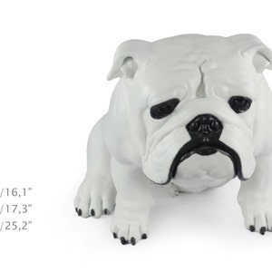 English British Bulldog, white, dog natural size statue, limited edition, ArtDog