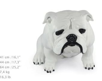 English British Bulldog, white, dog natural size statue, limited edition, ArtDog