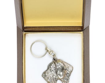 NEW, German Wirehaired Pointer, dog keyring, key holder, in casket, limited edition, ArtDog . Dog keyring for dog lovers